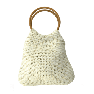 Knitted bag with a wooden handle