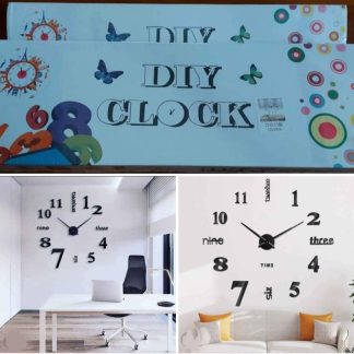 Ρολόι τοίχου 3D με μοντέρνο σχεδιασμό, αριθμούς και γράμματα, μαύρο 80-90 εκ.