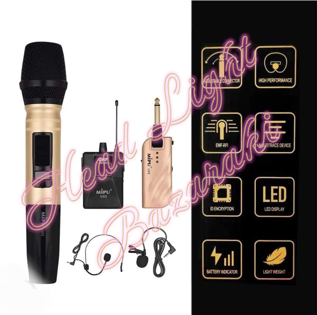 UX2 UHF Wireless Microphone Handmade for Vocals in Gold Color