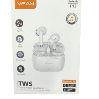 VFAN T13 In-ear Bluetooth Handsfree Ακουστικά με Θήκη Φόρτισης Λευκά