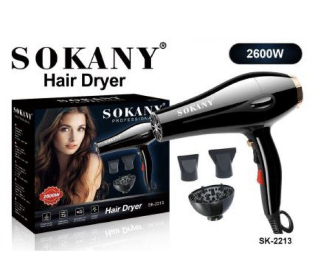 Sokany Πιστολάκι Μαλλιών με Φυσούνα 2600W Μαύρο SK-2213