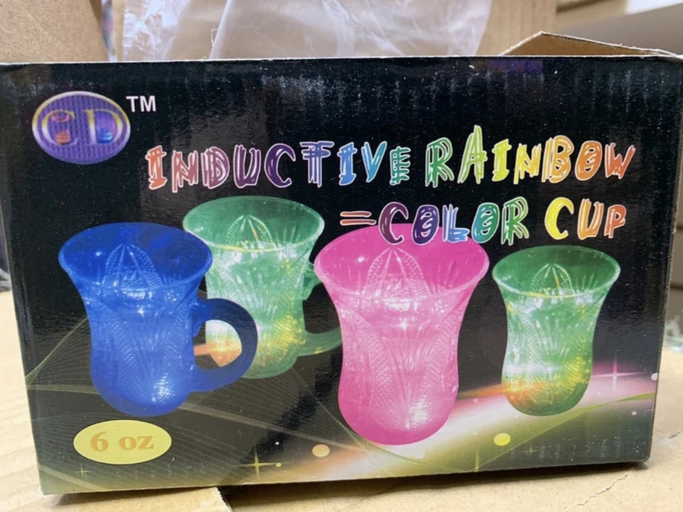 LED λαμπερό γυαλί νερού σε επαγωγικό χρώμα ουράνιου τόξου.