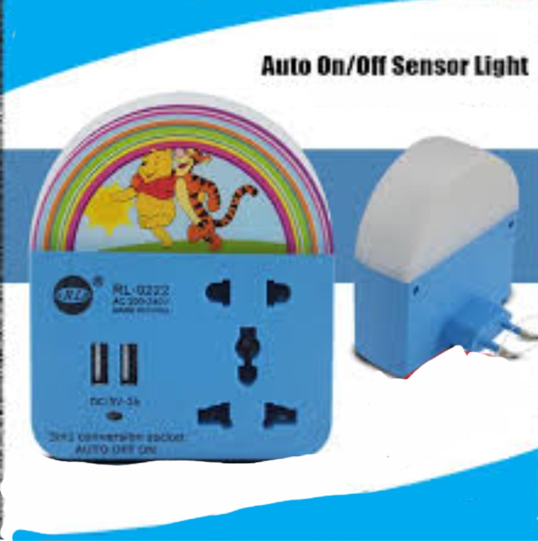 Αυτόματο φωτιστικό υπνοδωματίου με λογοκρισία με φορτιστή USB και υποδοχή 3 ακίδων με κινητό